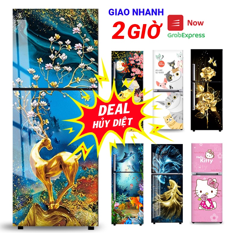 Decal dán tủ lạnh - máy giặt 3D chống nước, sẵn keo, đủ kích cỡ
