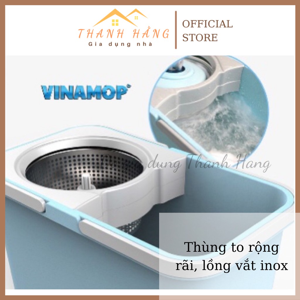 Chổi lau nhà 360 độ VINAMOP MTC-02 mtc02 freeship cây lau nha tự động màu xanh chính hãng vinamop hàng chuẩn