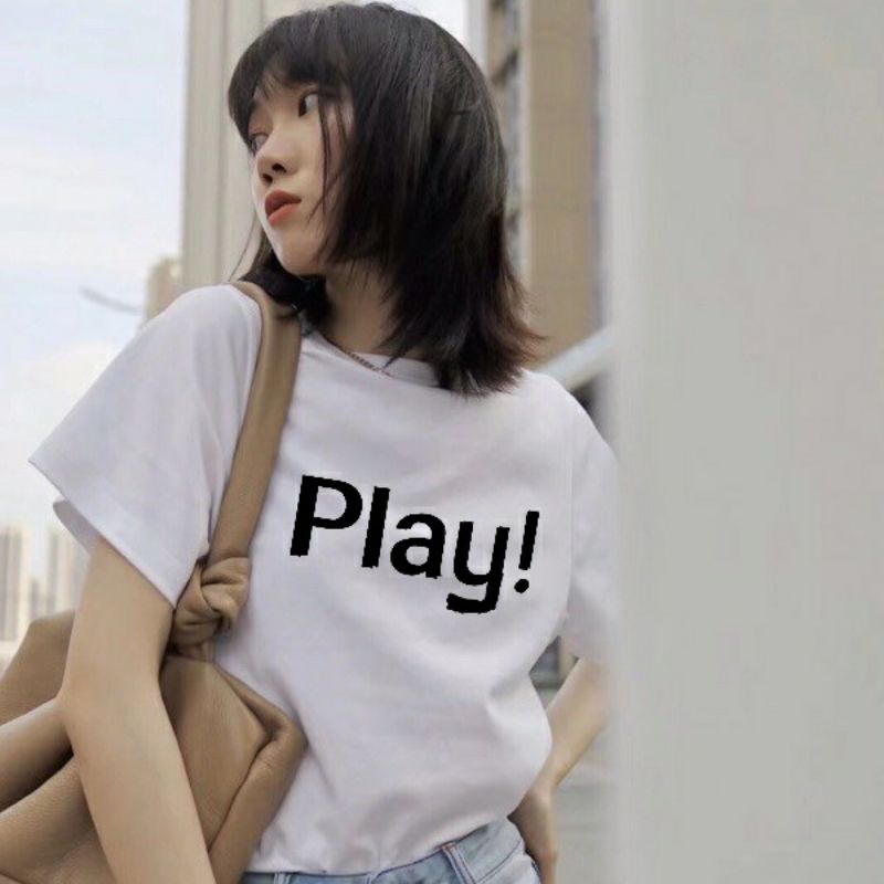 ÁO PHÔNG CHỮ PLAY 100% COTTON THÔ . KÈM VIDEO & ẢNH THẬT CÓ 3 MÀU THỜI TRANG