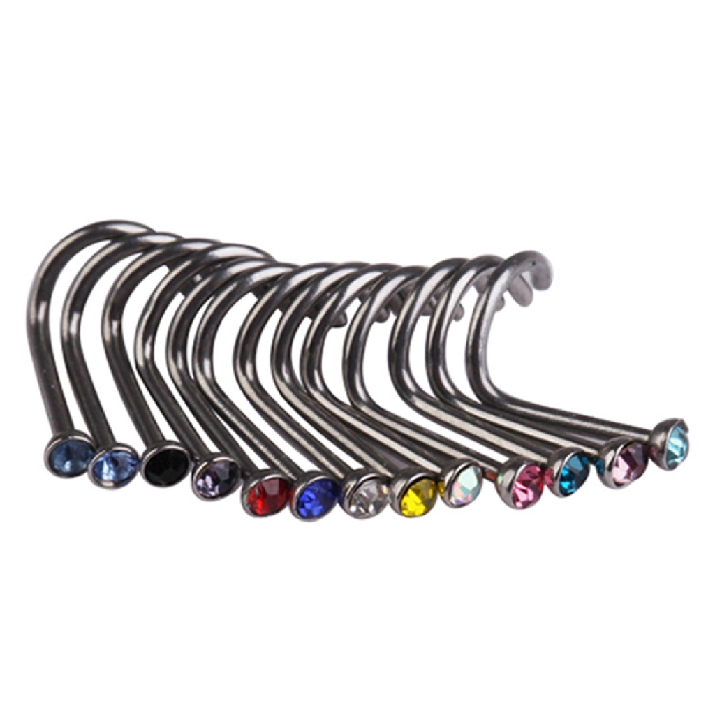 Set 10 Khuyên Mũi Đính Đá Nhiều Màu Sắc Cá Tính