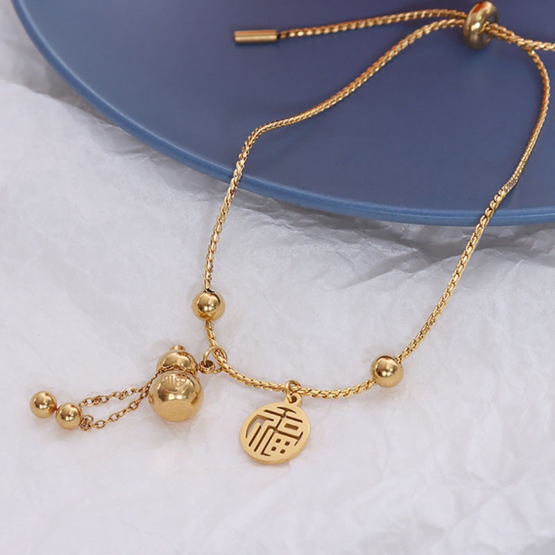 Vòng Đeo Tay Bằng Thép Titan Mạ Vàng 18K Phong Cách Nhật Hàn Cao Cấp Cho Nữ