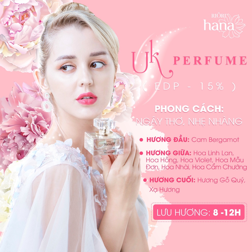 MẪU TEST - Nước hoa nữ RIORI HANA 3ml lưu hương 12 tiếng | Quyến rũ/Sang trọng/Quý phái/Thanh lịch/Nhẹ nhàng/Ngọt ngào