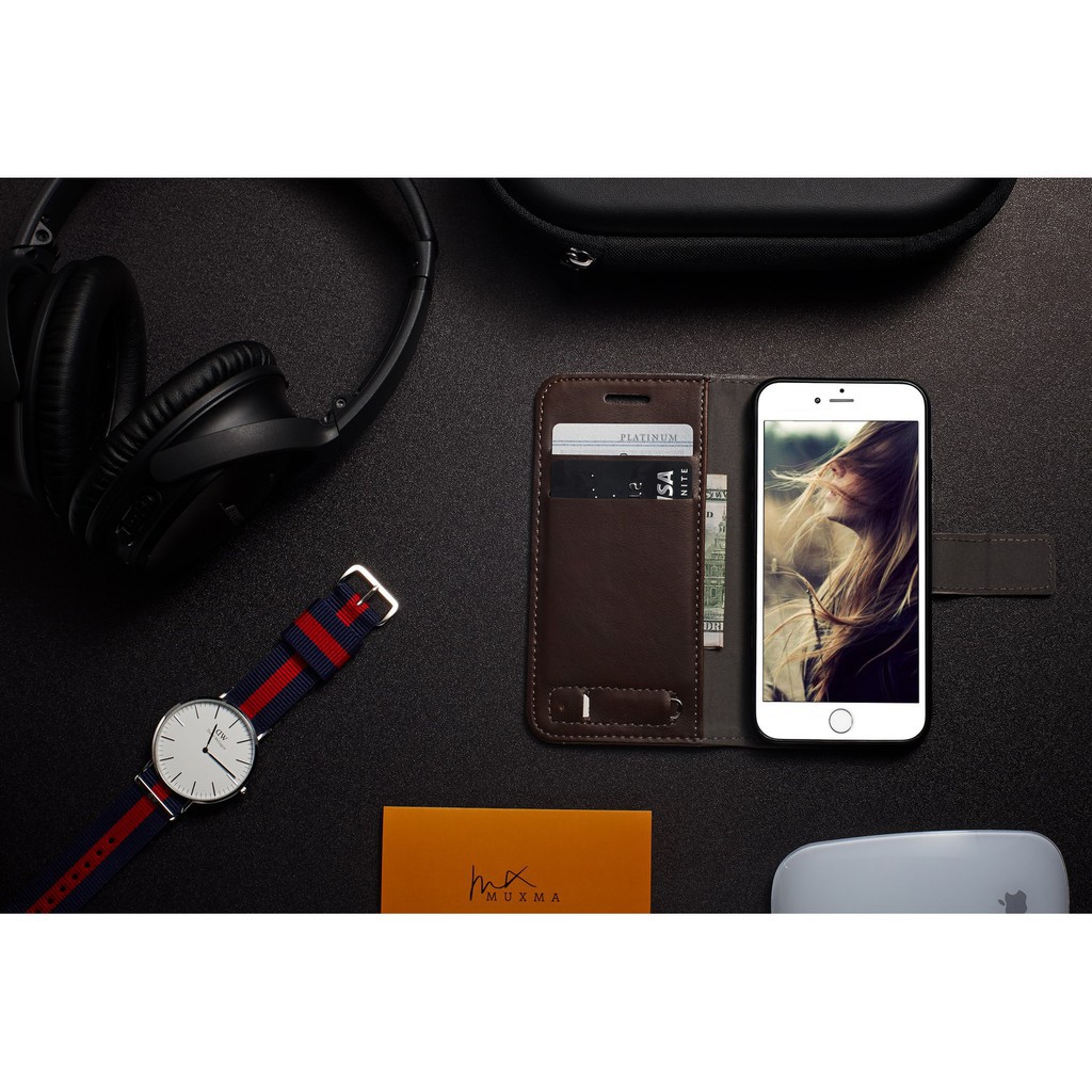 Bao da nắp gập chất liệu canvas cho IPhone 5 5S 6 6S 7 7p 8 8 Plus | BigBuy360 - bigbuy360.vn
