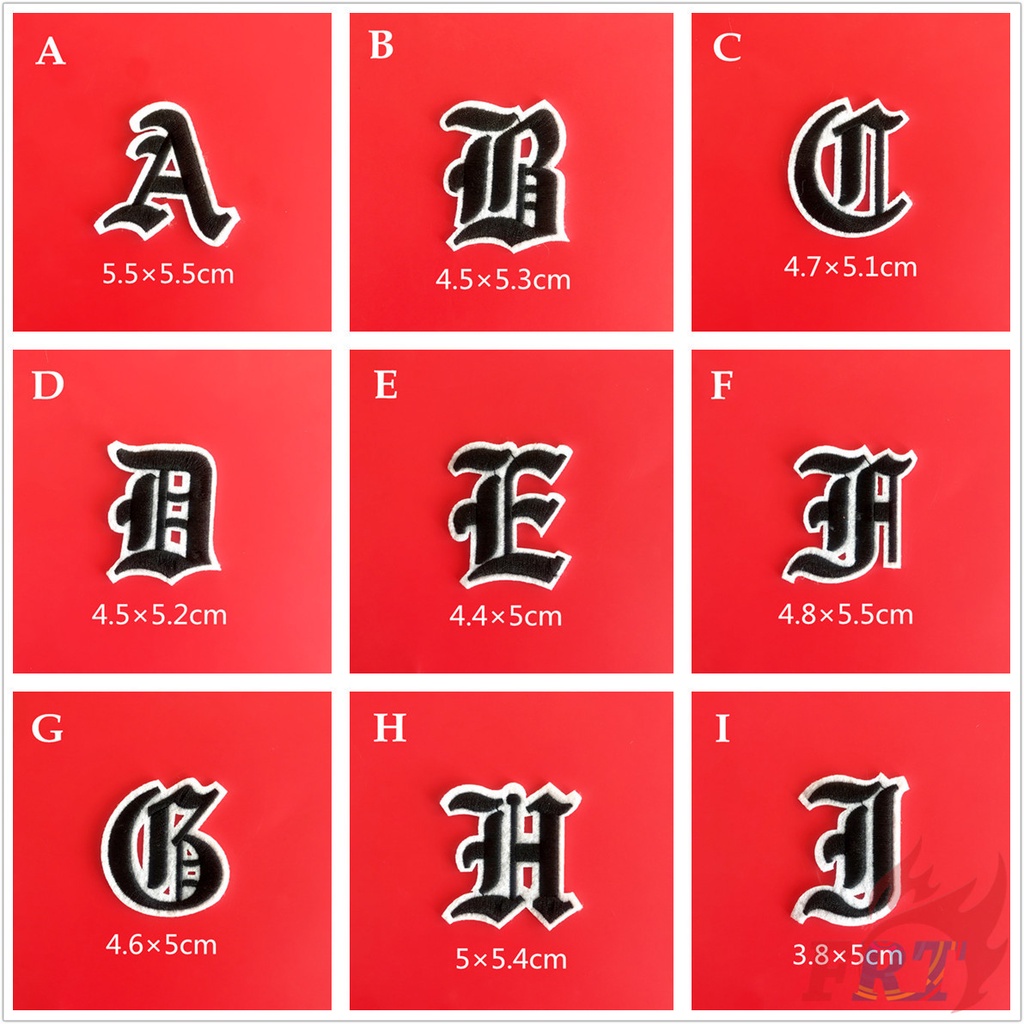 ☸ Old English Letters - Black Iron-on Patch ☸ 1Pc Diy Sew on Iron on Badges Patches