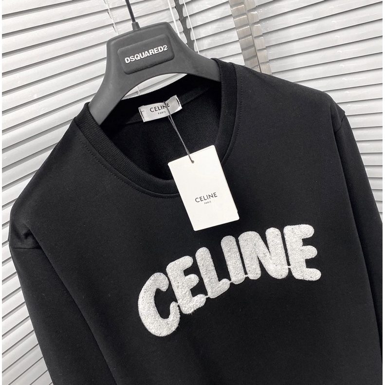 Áo nỉ sweater nam nữ thêu chữ C lông bông xù trước ngực vải dày dặn bo chun ống dáng đơn giản đẹp