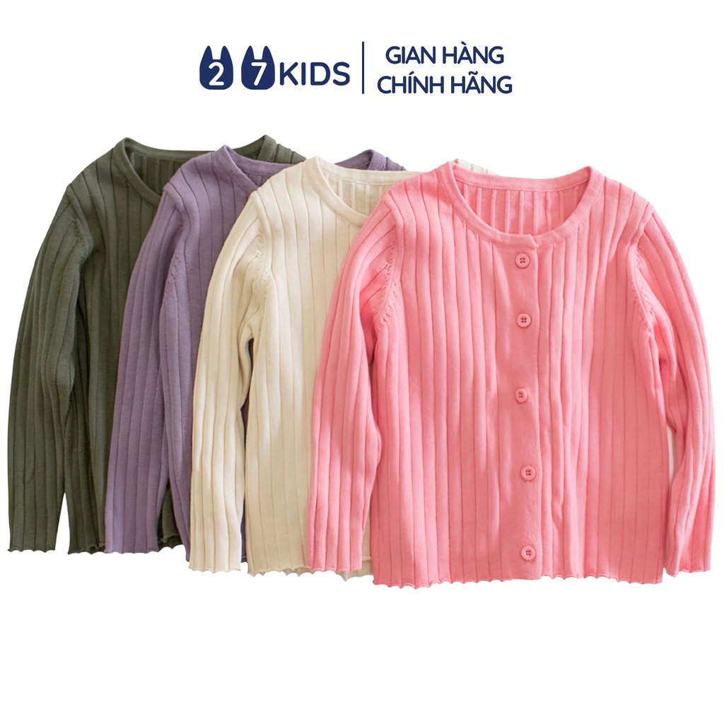 ❍☸Áo len cardigan cài cúc bé gái 27Kids 27Home khoác dài tay nữ cho trẻ từ 2-10 tuổi GLSW2