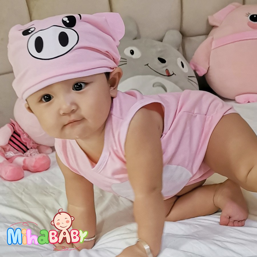 Bộ Bodysuit Chip Heo Hồng Cho Bé - BDS_HEOHONG