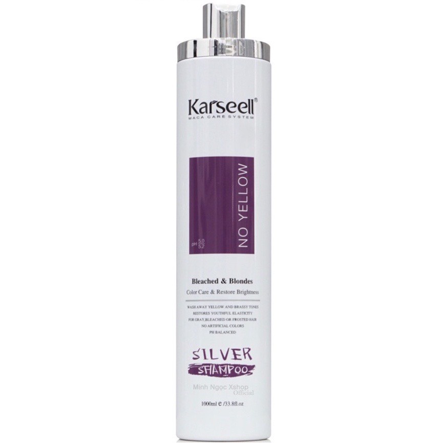 Dầu gội tím Giữ màu & Khử vàng Karseell SILVER No Yellow Shampoo 1000ml