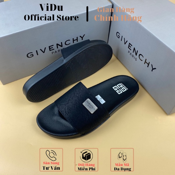 Dép nam thời trang Gy.venchy ViDu 21151 bốn màu hot quai da đế cao su đi êm chân, mặt đính logo kim loại cực sang