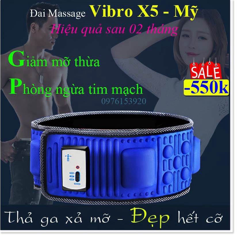 Đai Massage Rung Nóng Tan Mỡ-Giảm Béo Vibor X5 Cao Cấp Chính Hãng-Mỹ, Máy rung nóng tan mỡ giảm béo tại nhà