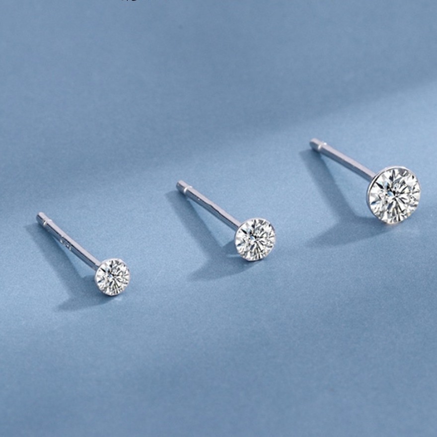 Khuyên tai - bông tai bạc nụ đá Diamond Nhiều size chuẩn bạc 100%