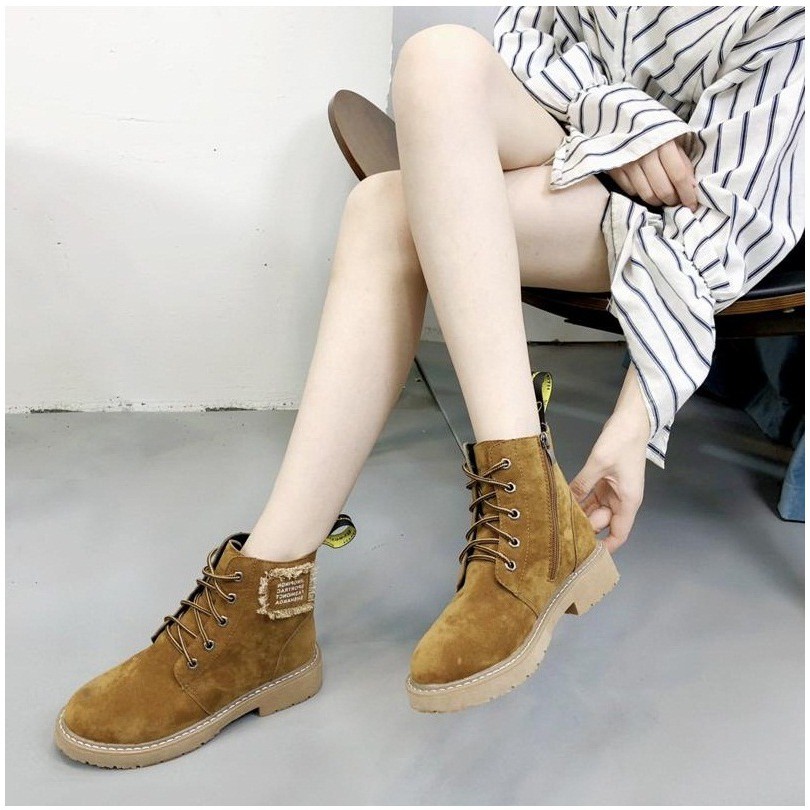 Giày boot nữ cổ thấp phong cách Hàn Quốc B130