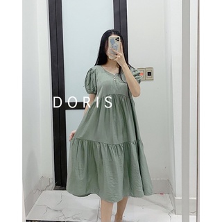 Váy Đũi Cộc Tay Bồng Cổ Đính Ngọc Mặc Đi Chơi Siêu Xinh
