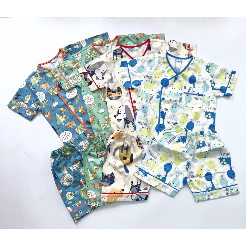 Pijama đùi cho bé vải cotton Thô đẹp hút mồ hôi Nhiều mẫu xinh xắn size 10-20kg