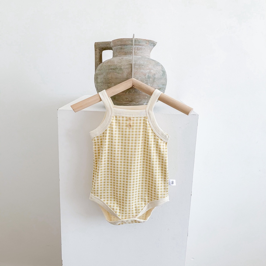 Áo liền quần Cotton MềM MạI Kẻ SọC Caro MùA Hè Cho Bé Sơ Sinh