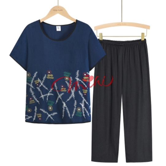 Đồ bộ trung niên nữ đẹp B55 - Bộ ngủ cho mẹ Quần áo kiểu thời trang cho người lớn tuổi trung tuổi mặc nhà Bigsize giá rẻ