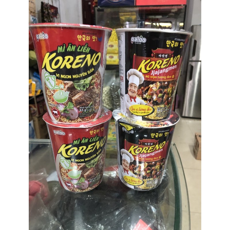 XXả !!! Mỳ cốc Koreno 68g ( có  vị bòcay và tương đen và kim chi) date 6-11/21