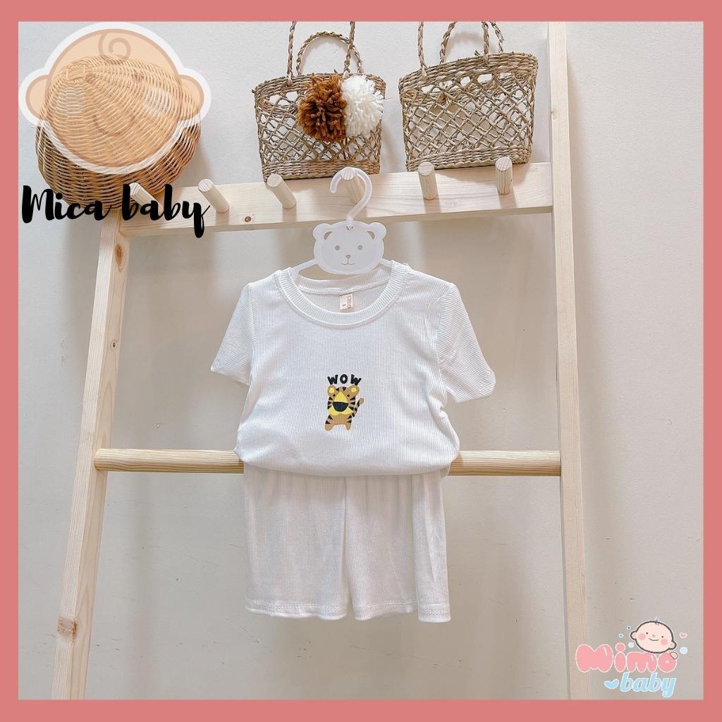 Bộ quần áo chất cotton gân cộc tay siêu đẹp cho bé Mica baby