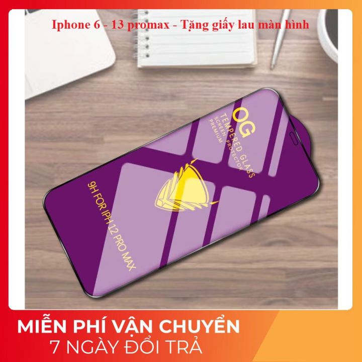 Cường lực full màn hình iphone , bảo vệ màn hình toàn diện - Tặng giấy lau màn hình
