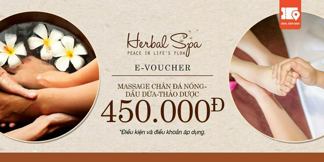 E-Voucher Herbal Spa Massage Chân Đá Nóng-Dầu Dừa-Thảo Dược