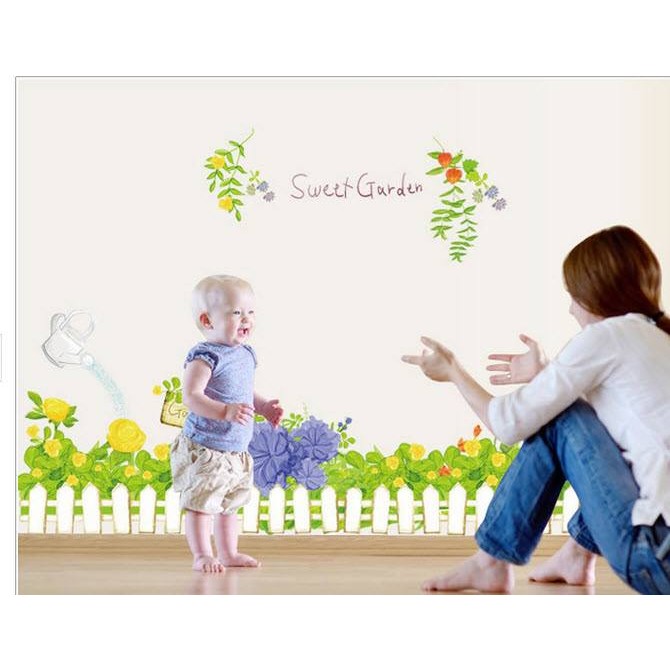 Decal dán tường chân tường hàng rào trắng 1 BINBIN CT21 (Có keo sẵn)