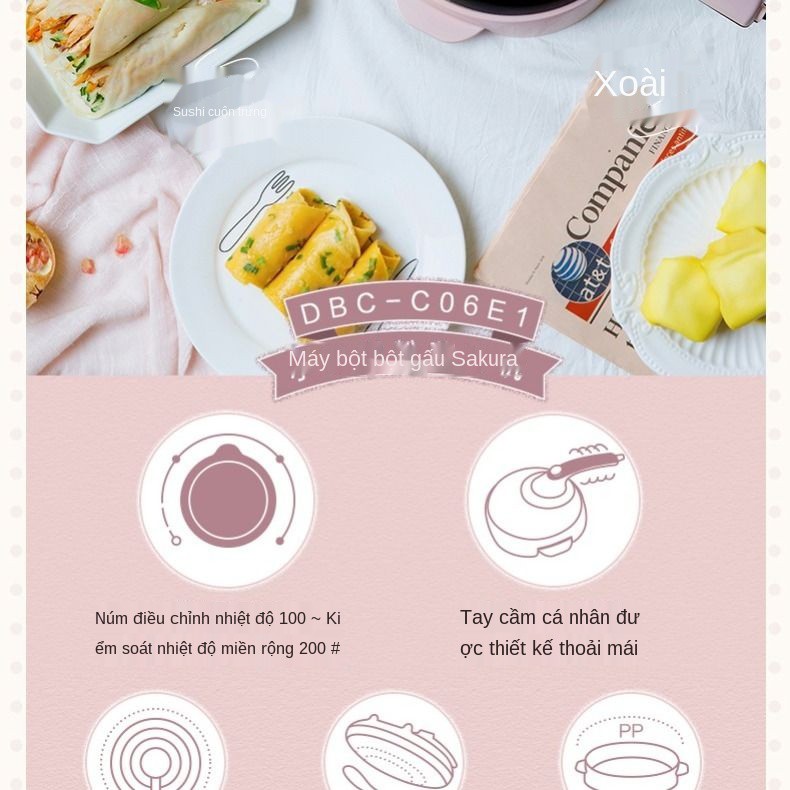 ✻❀▧Máy làm bánh pancake gấu nhỏ gia dụng quy giò chả da chảo nướng điện Tràm kếp tạo tác