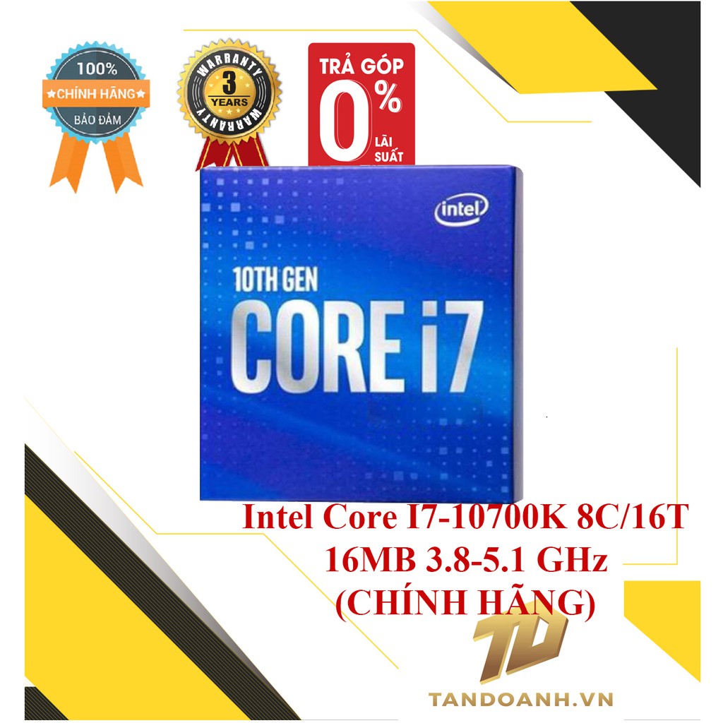 BỘ VI XỬ LÝ Intel Core I7-10700K 8C/16T 16MB Cache 3.80 GHz Upto 5.10 GHz (NHẬP KHẨU/CHÍNH HÃNG)