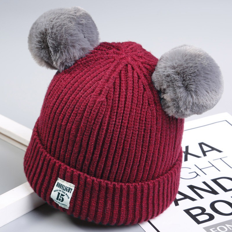 Soft Warm Wool Kupluk Hat with Pom-pom Ball Decoration for Babies / Boys / Girls