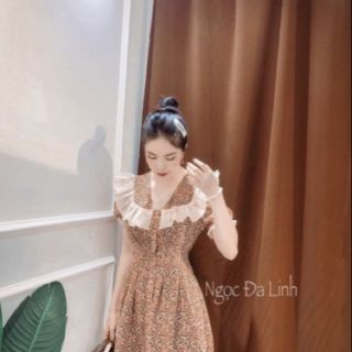Váy hoa nhí cổ bèo tơ tiểu thư