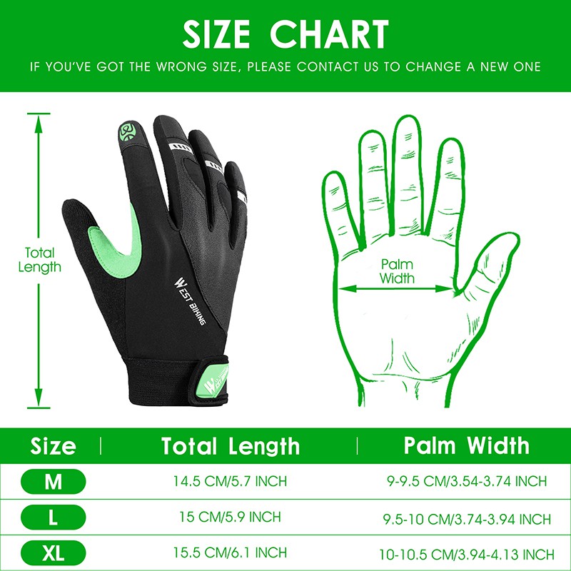 Đôi găng tay WEST BIKING chạy xe đạp thể thao sử dụng được màn hình cảm ứng thoáng khí chống trượt thời trang