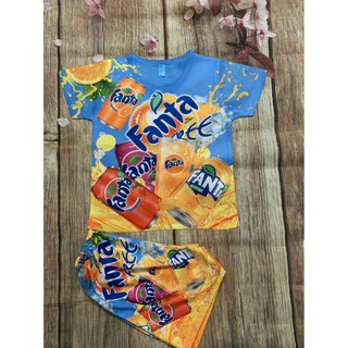 Bộ Thun Lạnh In 3D giải khát  Coca, Fanta cho bé từ 10 -26 kg