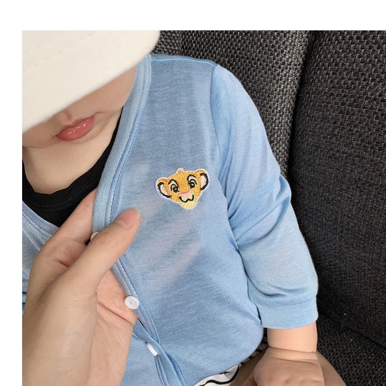 Áo khoác sơ mi Cotton mỏng chống nắng thêu họa tiết hoạt hình dễ thương cho bé