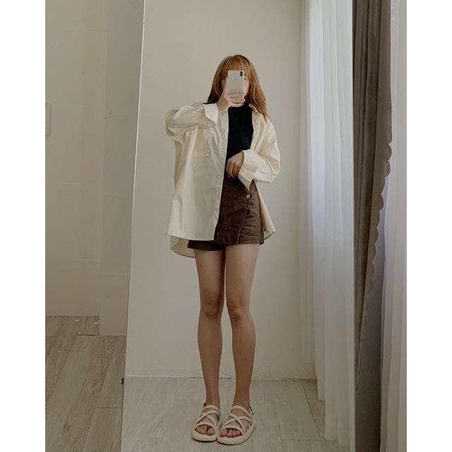 Áo sơ mi nữ form rộng, áo sơ mi thô 838