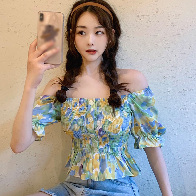 Áo Nữ Tay Ngắn In Hoa Thời Trang Hàn Quốc | BigBuy360 - bigbuy360.vn