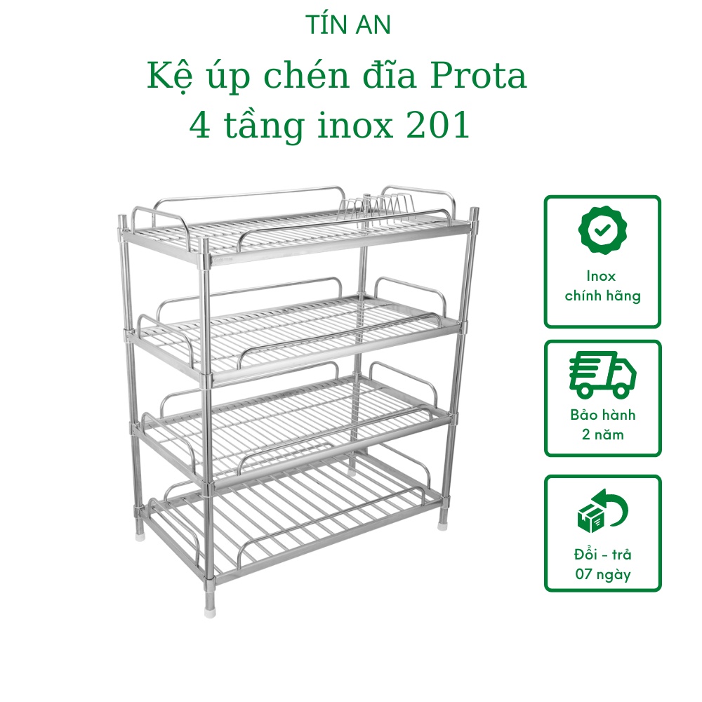 [CHÍNH HÃNG] Kệ inox úp chén dĩa Prota 4 tầng lắp ráp – Bảo hành 12 tháng – Cam kết 1 đổi 1