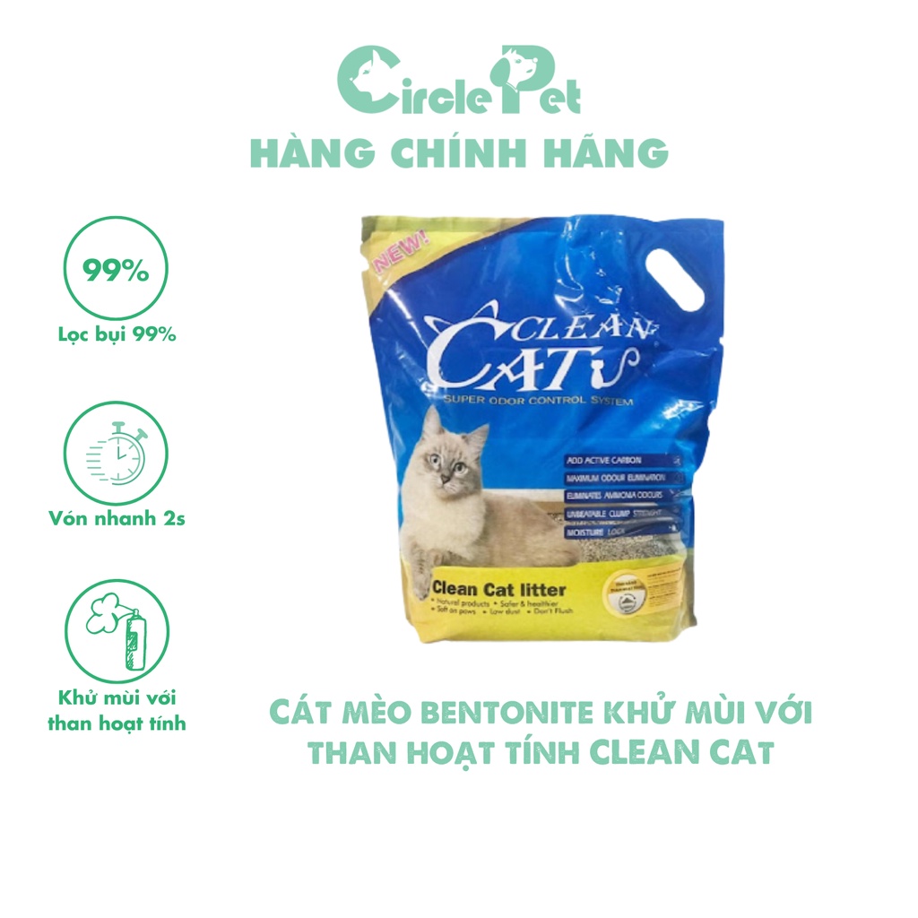 Cát Mèo Bentonite Khử Mùi Với Than Hoạt Tính CLEAN CAT Ít Bụi - Circle Pet