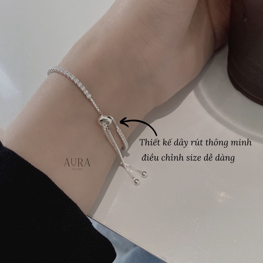Lắc tay bạc nữ kiểu dây rút đính đá-LT21-AURASILVER