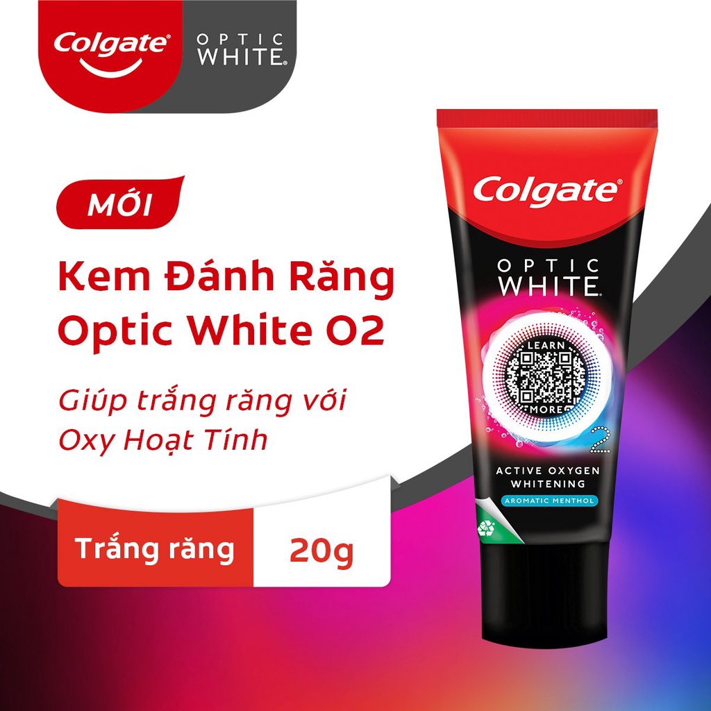 Kem Đánh Răng Colgate trắng răng Optic White O2 làm trắng đột phá trong 3  ngày với Oxy Hoạt Tính 20g/ tuýp | Shopee Việt Nam