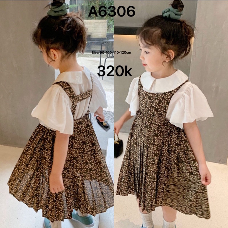 Váy bé gái áo trắng + váy yếm ( hàng Quảng châu )
