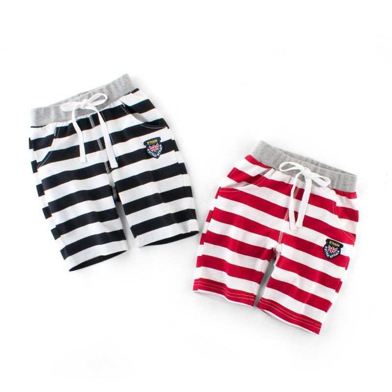 Quần short bé trai 27KIDS quần thun cotton kẻ cho bé