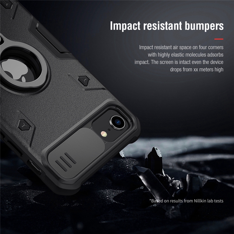 Ốp điện thoại NILLKIN đen nhám có thanh trượt giá đỡ vô hình thích hợp cho iPhone SE 2020/2022/7/8