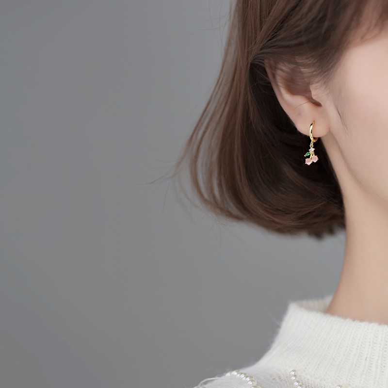 Khuyên tai bạc Ý s925 phiên bản hoa anh đào ngọt ngào G7503 - AROCH Jewelry