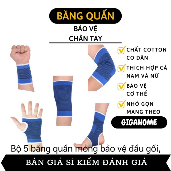 Dụng cụ bảo vệ tay chân   GIÁ VỐN]   Bộ 5 dụng cụ bảo vệ chân tay khi tập thể thao, thể hình co giãn 4 chiều 6382