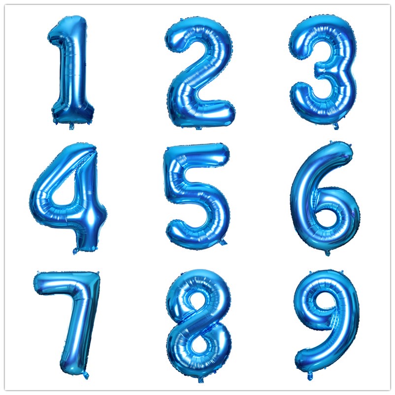 40 inch Blue Giant Number Balloon for Birthday and Anniversary Decoration for Boys Aluminum Foil Number 0 1 2 3 4 5 6 7 8 9