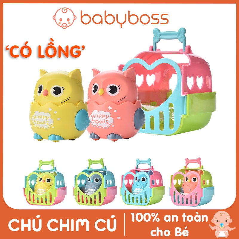 Đồ chơi vui nhộn chim cú có lồng đáng yêu cho bé chạy dây cót - babyboss