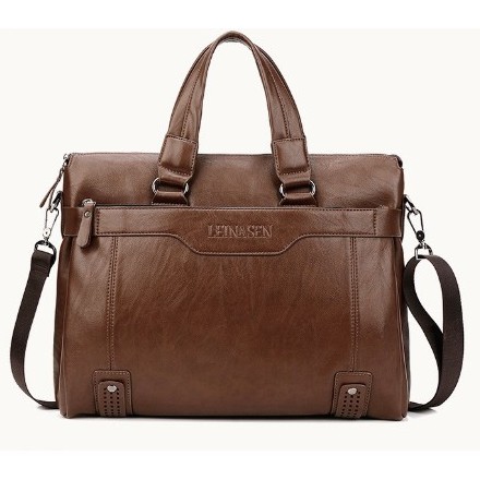 Túi xách cặp da đựng laptop da bò công sở LEINASEN đựng vừa laptop 14 inch