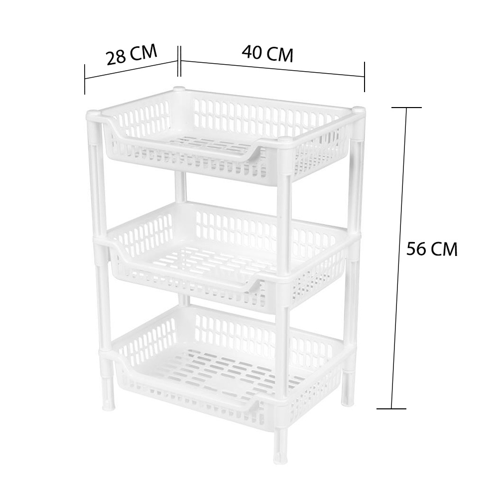 HomeBase JCJ Giá 3 tầng bằng nhựa 2202/3 Thái Lan W40xH56xD28cm màu trắng