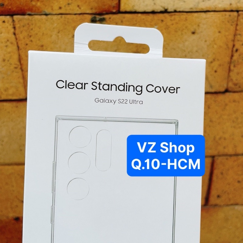 Chính hãng-Ốp lưng trong suốt tích hợp chân chống Clear Standing Cover cho Galaxy S22 Ultra /5G