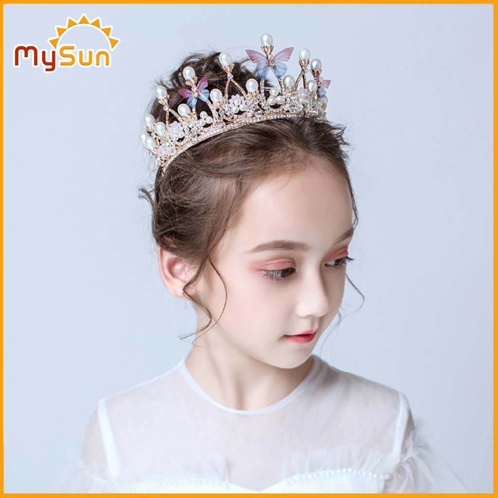 Vương miện công chúa cho bé CAO CẤP Vương miệng PHA LÊ trang trí bánh kem Sinh nhật và Cài tóc cho bé gái - MYSUN