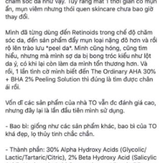 SERUM THE ORDINARY 
 – AHA 30% + BHA 2% PEELING SOLUTION